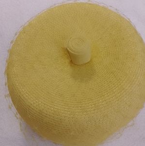 Lovely Vintage Lemon Pillbox Hat.  Classy Retro Fancy Short Brim Hat.